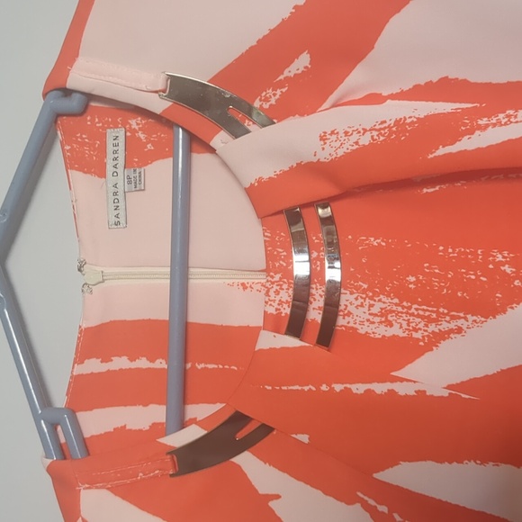 Sandra Darren Orange Midi Dress Size 8p - Picture 2 of 5